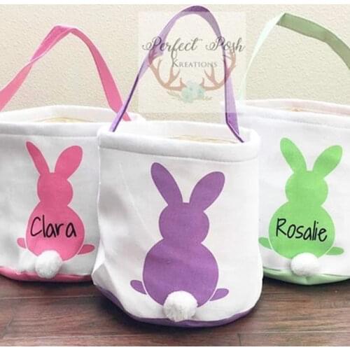 Wholesale 100pcs/lot Personalized Easter Baskets Easter Bunny Bag Burlap Easter Basket 18 Styles Kids Gift Party Decoration