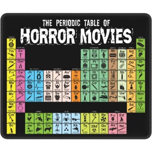 Periodic Table Of Horror Movies Awesome Mouse Pad Scary Geek Nerd Antislip MousePad Rubber Computer Keyboard Desk Pad
