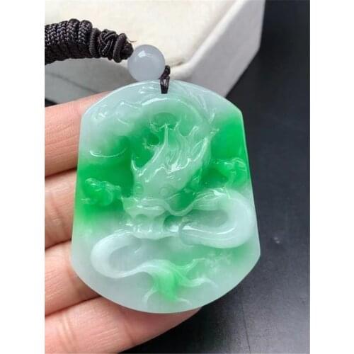 Excellent Myanmar Jade Rare Dragon Pendant Amulet Bless Hanging Chinese Zodiac Churinga