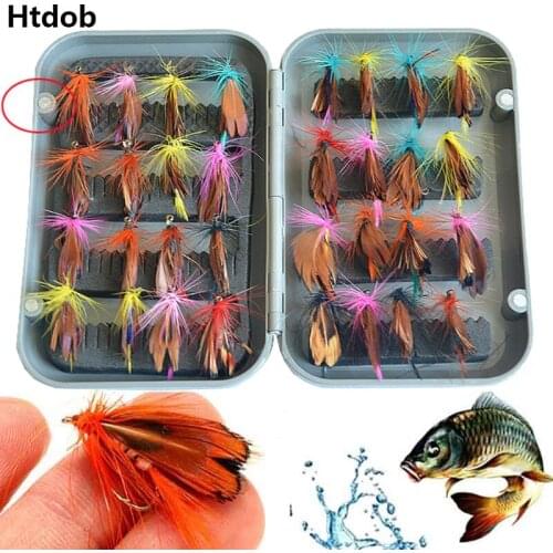 32Pcs Insects Flies Fly Fishing Lures Bait High Carbon Steel Hook Fish Tackle With Super Sharpened Crank Hook With Free Box