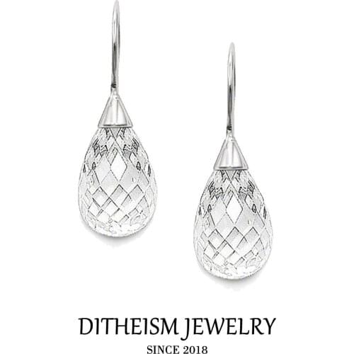 White Water Drop Swan Neck Earrings, 2018 New Faceted Crystal Fashion Jewelry Romantic Silver Gift For Women