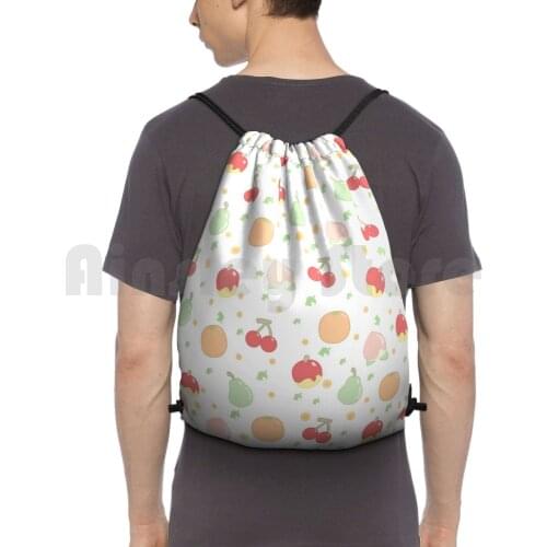 Fruit Pattern Backpack Drawstring Bags Gym Bag Waterproof Pattern Fruit Animal Adorable Cute Kawaii Video Game Population