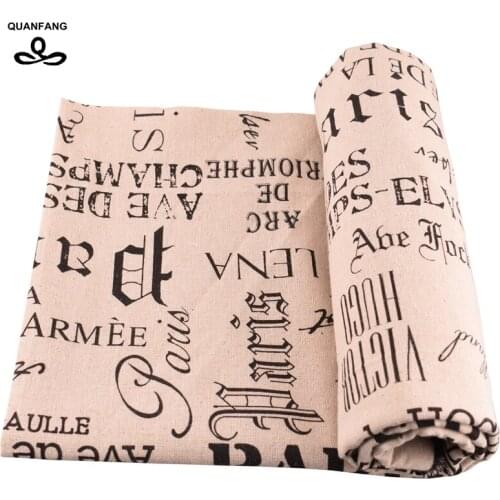 QUAN FANG English sentence Printed Cotton Linen Fabric For DIY Quilting Sewing Sofa Table Clothes Curtain Bag,Cushion Half meter