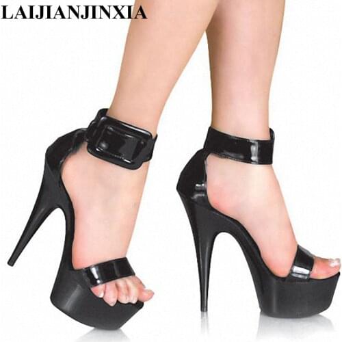 LAIJIANJINXIA Women Sexy 15cm Thin High-Heeled Shoes Ankle Strap Nightclub Dancing Shoes Peep Toe Sandals Pole Dance Shoes