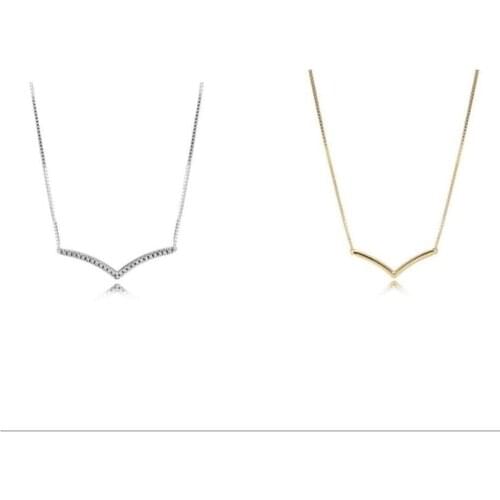 Original 925 Sterling Silver Pan Necklaces Shimmering Wish With Crystal Necklace For Women Wedding Gift Fine Jewelry