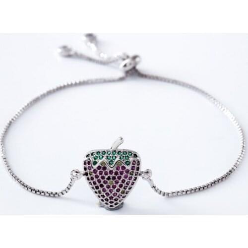 Gold silver Chain micro pave cz Zircon Cubic Zirconia bracelet rope adjusted Macrame kj5 Strawberry Bangle Fashion Jewelry