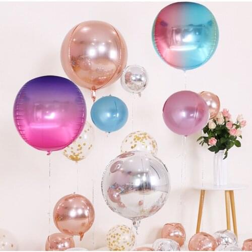 1pc Rose Gold 4D 22inch Round Aluminum Foil Balloons Gradient Color Metal Balloon Wedding Birthday Baby Shower Party Decoration