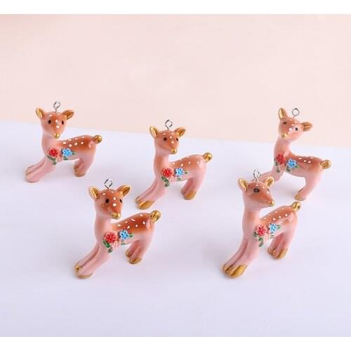 10pcs 2019 New Cute pink cute sika deer resin Earring for Women fun belt hanging accessories diy jewelry bag pendant accessories