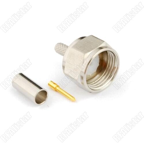 10 Pieces F-Type Male Crimp Plug straight RF connector for RG179 LMR100 RG316 RG174 cable