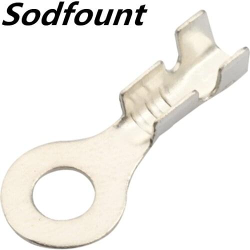 100pcs 3.2 Round lug Cold press terminal Wiring terminal Copper opening nose O round Bare end