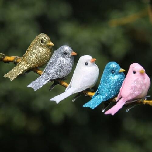 12pcs Mini Simulation Birds 5.2cm Powder Foam Birds Figure Miniature Party Wedding Home Garden Christmas Tree Decoration Cheap