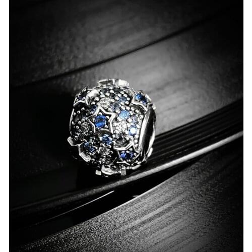 Authentic 925 Sterling Silver Bead Creative Star Relief Blue Royal Star Bead Fit Original Pandora Bracelet For Women Diy Jewelry