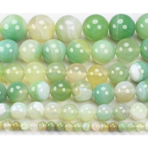 Natural Apple Green Stripe Agates 4-16mm Round Beads 15inch ,Wholesale For DIY Jewellery Free Shipping