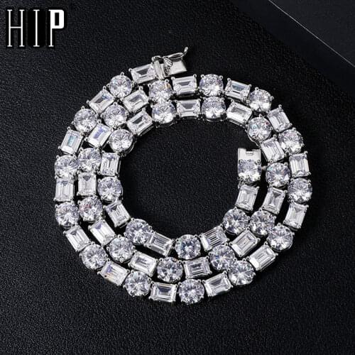 Hip Hop 7MM Iced Out Tennis Chain Copper AAA+ Cubic Zirconia Stones Necklaces For Women Men Jewelry