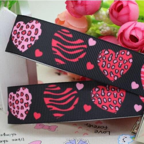 DHK 7/8'' 5yards valentine heart grosgrain ribbon hair bow diy party decoration OEM Wholesale 22mm E735