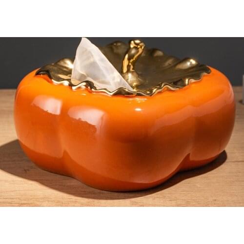 Living room home creative persimmon ashtray with lid personality trend ceramic coffee table persimmon tissue box