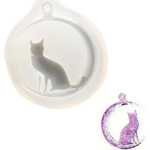 1pc Clear Epoxy Resin Liquid Mold Moon Cat Silicone Jewellry Casting Pendant Epoxy Resin Mould Craft Making Necklace F0R1