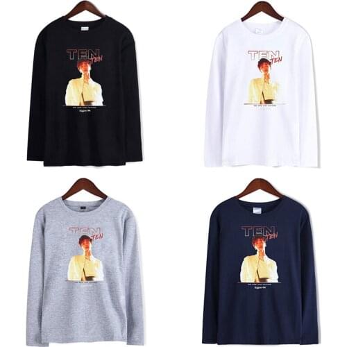 TEN Super Kpop T-shirts Sport Fashion Hip Hop Men Women T Shirts Tee Shirt Long Sleeve Male T-shirt Sweatshirt Top Plus Size 4XL