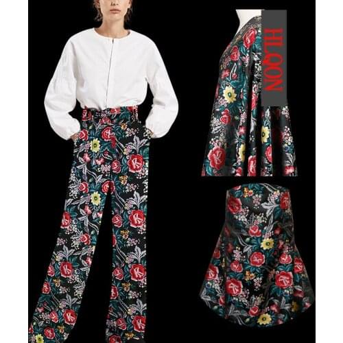 HLQON imported Embossed top grade yarn dyed brocade jacquard red fabric for dress women cloths tissue patchwork