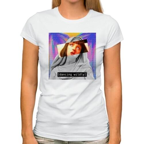 Pulp Fiction Mia Wallace dancing wildly funny tshirt women jollypeach brand new white casual short sleeve femme cool t shirt