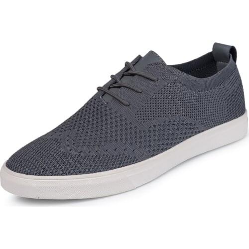 Summer Knit Men Board Shoes Flats Breathable Mens Casual Shoes High Quality Men Shoes Fashion Comfortable Lightweight Lace-up
