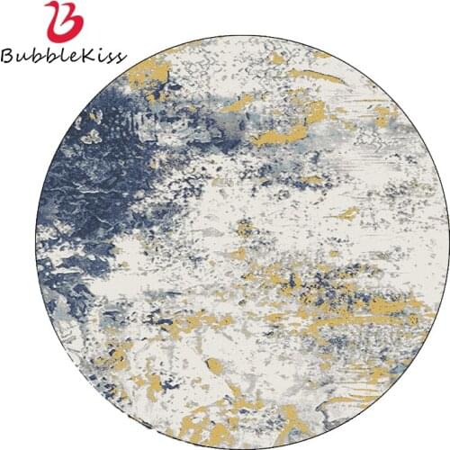 Bubble Kiss Round Carpet Blue Gray Ink Pattern Rugs Abstract Art Living Room Decoration Floor Mats Home Bedroom Customized Pad