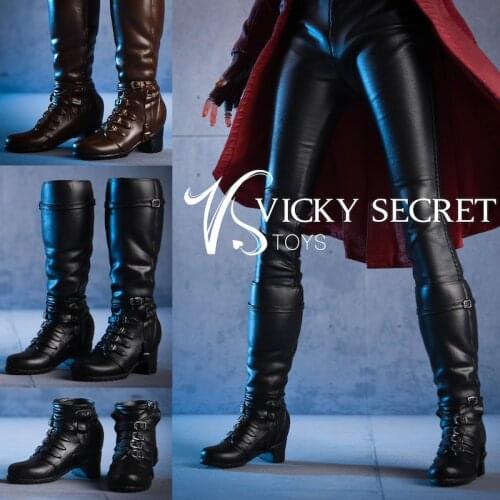 MagiDeal 1/6 Scale 18X02 Long Short Combat Leather Boots Female Shoes for 12 Inch Soldier Figure Doll Toys Accessories