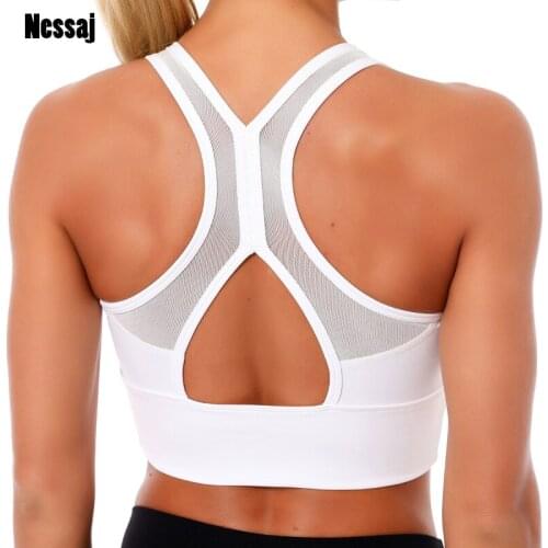 Nessaj Fashion Sports Bra Breathable Shockproof Gym Bra Women Running Fitness Workout Sport Athletic Tank Top