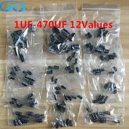 120pcs 1set of 120pcs 12 values 0.22UF-470UF Aluminum electrolytic capacitor assortment kit set pack