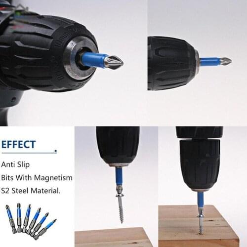6Pcs Non-slip Screwdriver Bit Set Electric Impact Alloy Steel 50mm PH1/PH2/PH3/PZ1/PZ2/PZ3