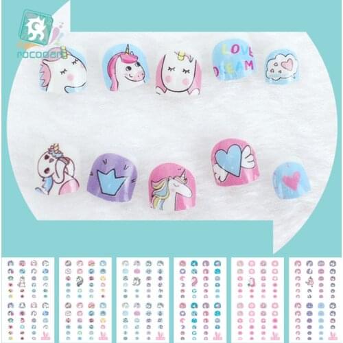 Rocooart Unicorn Nail Stickers For Kids Cartoon Nail Art Decoration Nail Wraps Cute Elements Manicure Foil Nail Art Decal Child