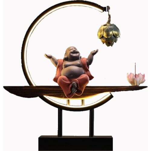 New Luxury Incense Burner Ceramic Led Light Buddha Statue Retro Incense Burner Vintage Holder Incensario Spiritual Decor EI50IB