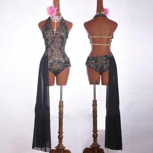 New Sexy Latin Dance Dress Women Blace Lace Ballroom Salsa Dress Ballroom Tango Professional Dance Clothing Stage Costume BL1423