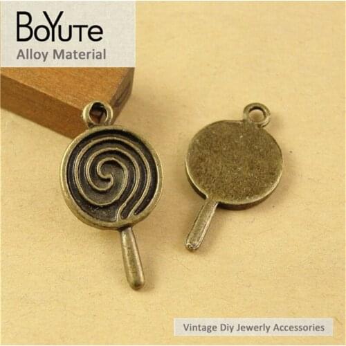BoYuTe (60 Pieces/Lot) 21*14MM Charms Lollipops Antique Bronze Plated Zinc Alloy Charms for Jewelry Making fit Diy Necklace