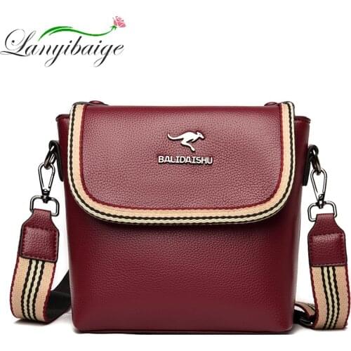 Casual Ladies Shoulder Bag Fashion Hit Color Shoulder Strap Designer Bag Ladies Simple High Quality PU Leather Messenger Bag