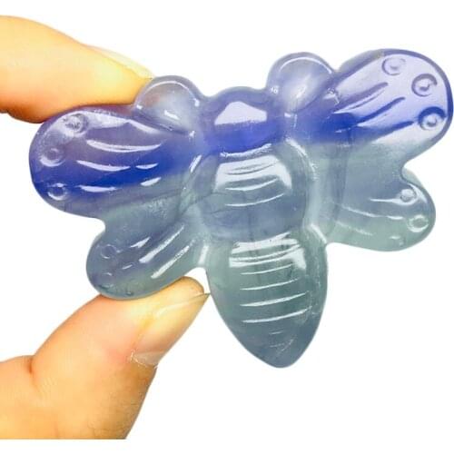 Natural Fluorite Carving Crystal Animal Bee Quartz Figurine Healing Crystals Aesthetic Feng Shui Spiritual Decor Reiki Gift