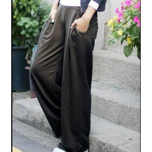 S-5xl Spring And Summer Men Boot Cut Khaki Wide Leg Pants Loose Comfortable Breathable Natural Fluid Casual Thin Linen Trousers