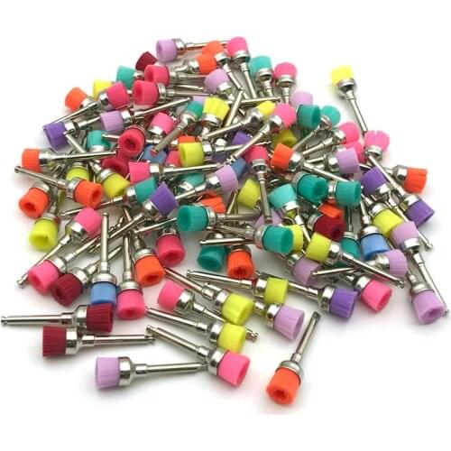 100 pcs Colorful Dental Polishing Brush Polisher Prophy Rubber Latch Nylon For Dentistry Lab Dental Bowl Type Brush