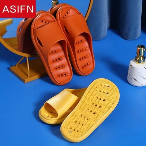 ASIFN New Fashion Women Thick Platform Slippers Soft EVA Anti-slip Lovers Home Slides Ladies Summer Beach Shoes Men Sandals