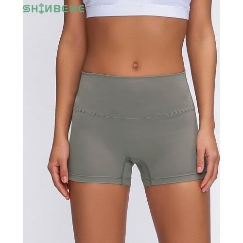 SHINBENE NO Camel Toe Naked-feel Elastic Fitness Gym Workout Shorts Women Y-type Hip Lift High Waist Training Yoga Sport Shorts