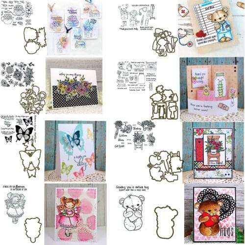 Stamps And Dies Bear Dressed As Anurse Beautiful Butterfly For DIY Scrapbooking Embossing Card Making Teacup Flower Dies