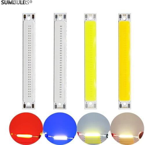 SUMBULBS 60x8mm LED COB Strip for Bicycle taillights 1.5W 3W 2V 3V DC Warm White Blue Red COB LED Light source for DIY work lamp