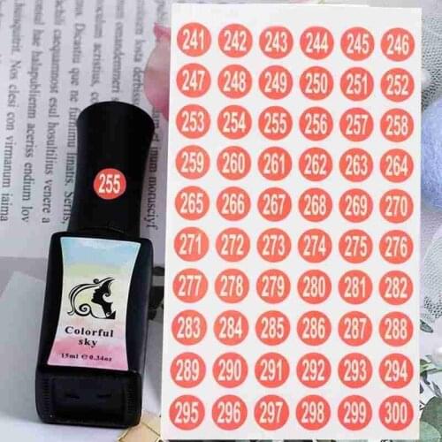 Waterproof 1-300 Number Label Stickers For DIY Craft Self Adhesive Nail Polish Lipstick Color Number Tags Sticker