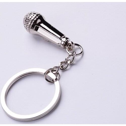 Top Quality 2021 Metal luxury Keychain Cute Design Music Gift Key Chain Key Ring Microphone Keychain Fashion Key Chain Trinkets