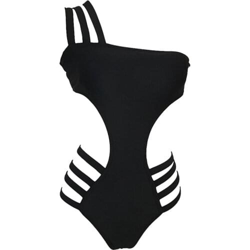 New Very Hot Cobweb Sexy Black One Piece Swimsuit 2020 Bandage Monokini Swimwear Women Hollow Out Nude Bathing Suit VS045