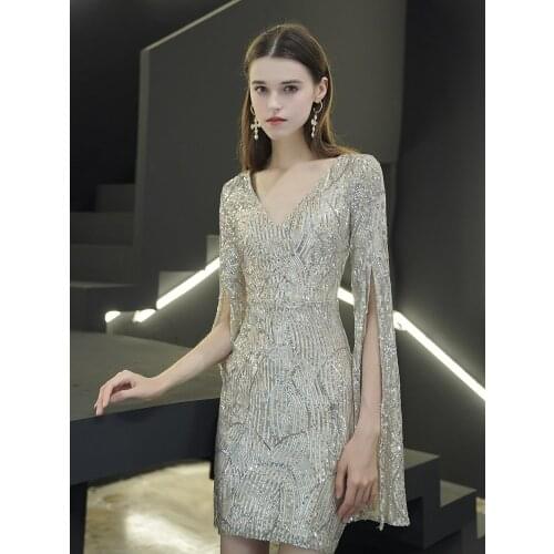 YIDINGZS Women Prom Dress Sexy Sequin Dress Long Sleeve Party Bodycon Dress