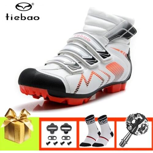 Tiebao winter cycling shoes sapatilha ciclismo mtb pedals mountain bike snow boots Self-locking warmer chaussure vtt riding shoe