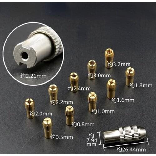 0.5-3mm Mini Drill Chucks Adapter Collets Quick Chuck for Mini Tools Copper Drill Folder Copper Cap Axis Drill Collet Tools