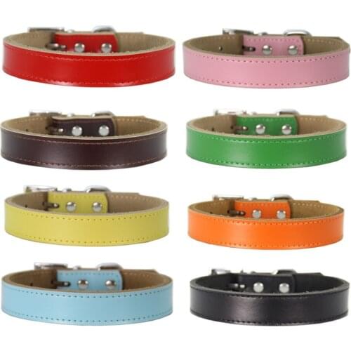 1 piece puppy dog collar solid color adjustable dog supplies good quality PU cat rope soft pet necklace pet products pet collars