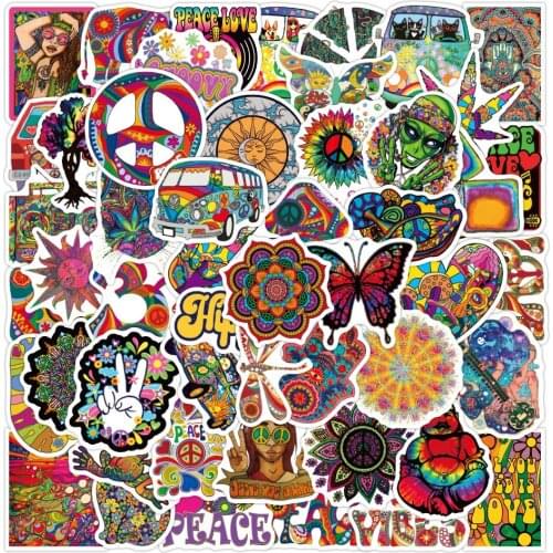 10/50pcs Colorful Psychedelic Hippies Graffiti Stickers Aesthetics Skateboard Car Laptop Waterproof Cool Decals Sticker Kid Toy